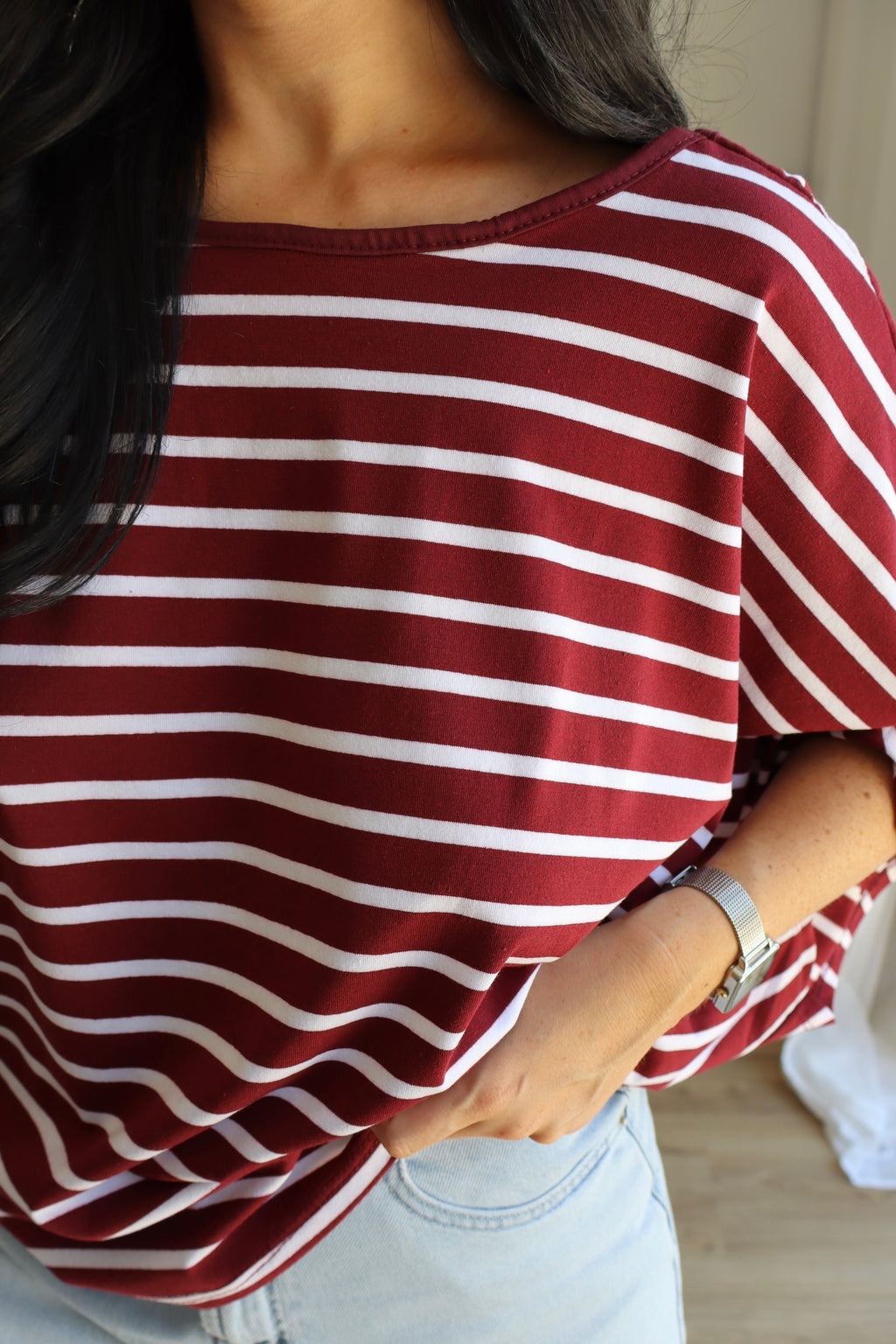 T-SHIRT EMY BLANC/BORDEAUX
