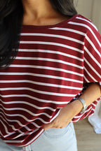 T-SHIRT EMY BLANC/BORDEAUX