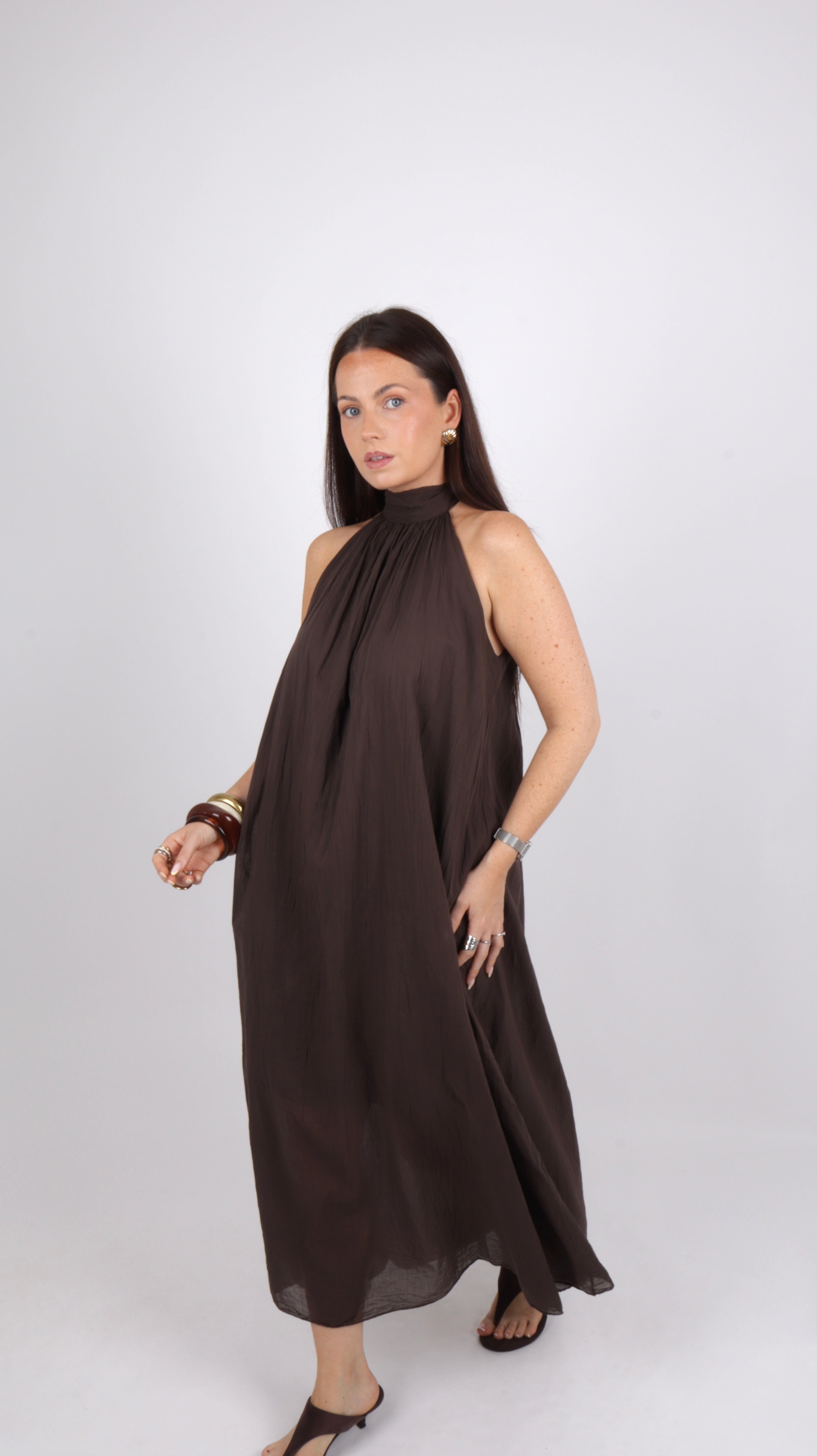 PRÉCOMMANDE - ROBE COL MONTANT LOUISE CHOCO