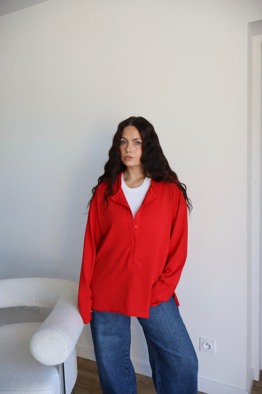 TOP À BOUTONS CHARLIE ROUGE