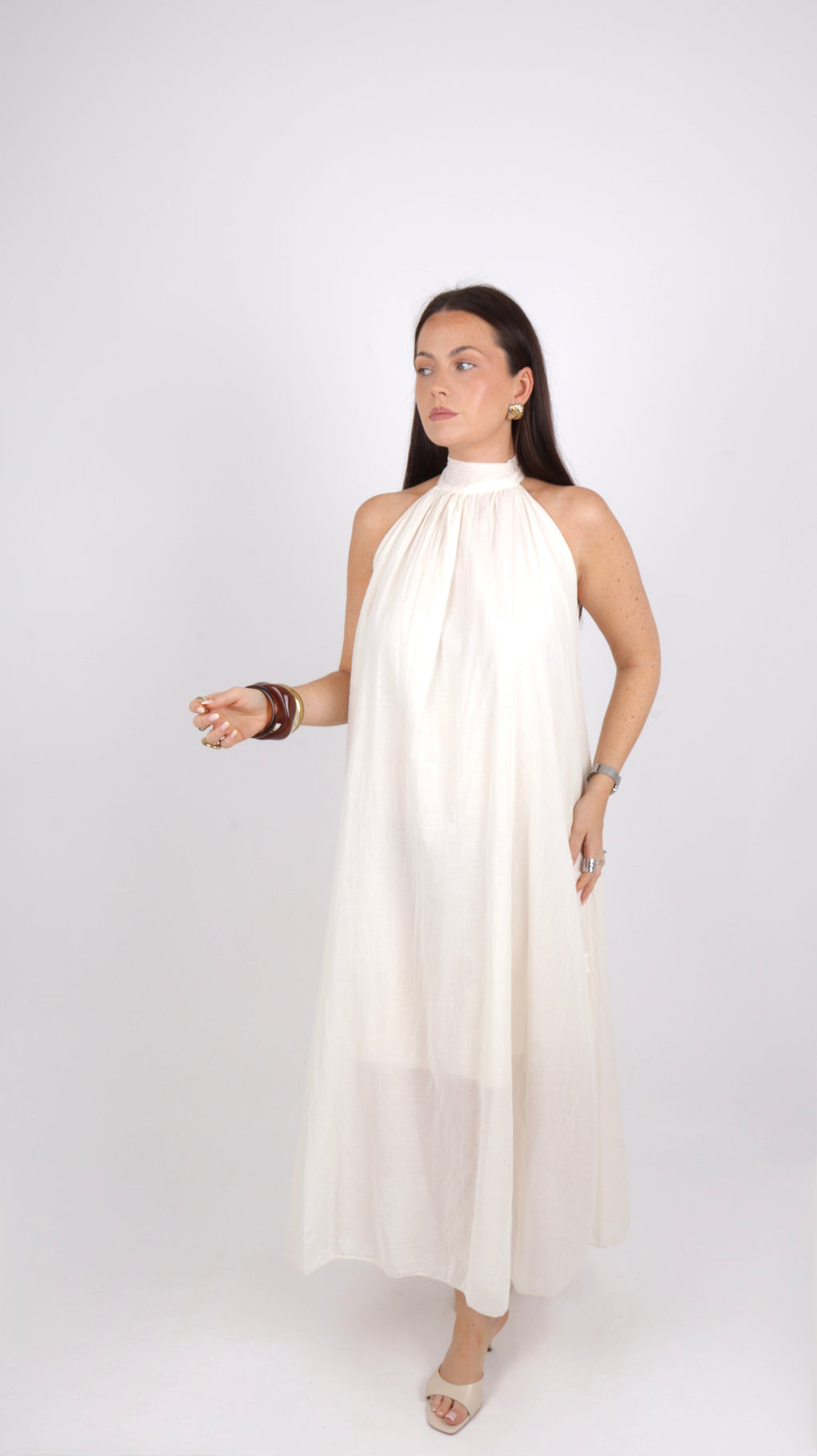ROBE COL MONTANT LOUISE BEIGE