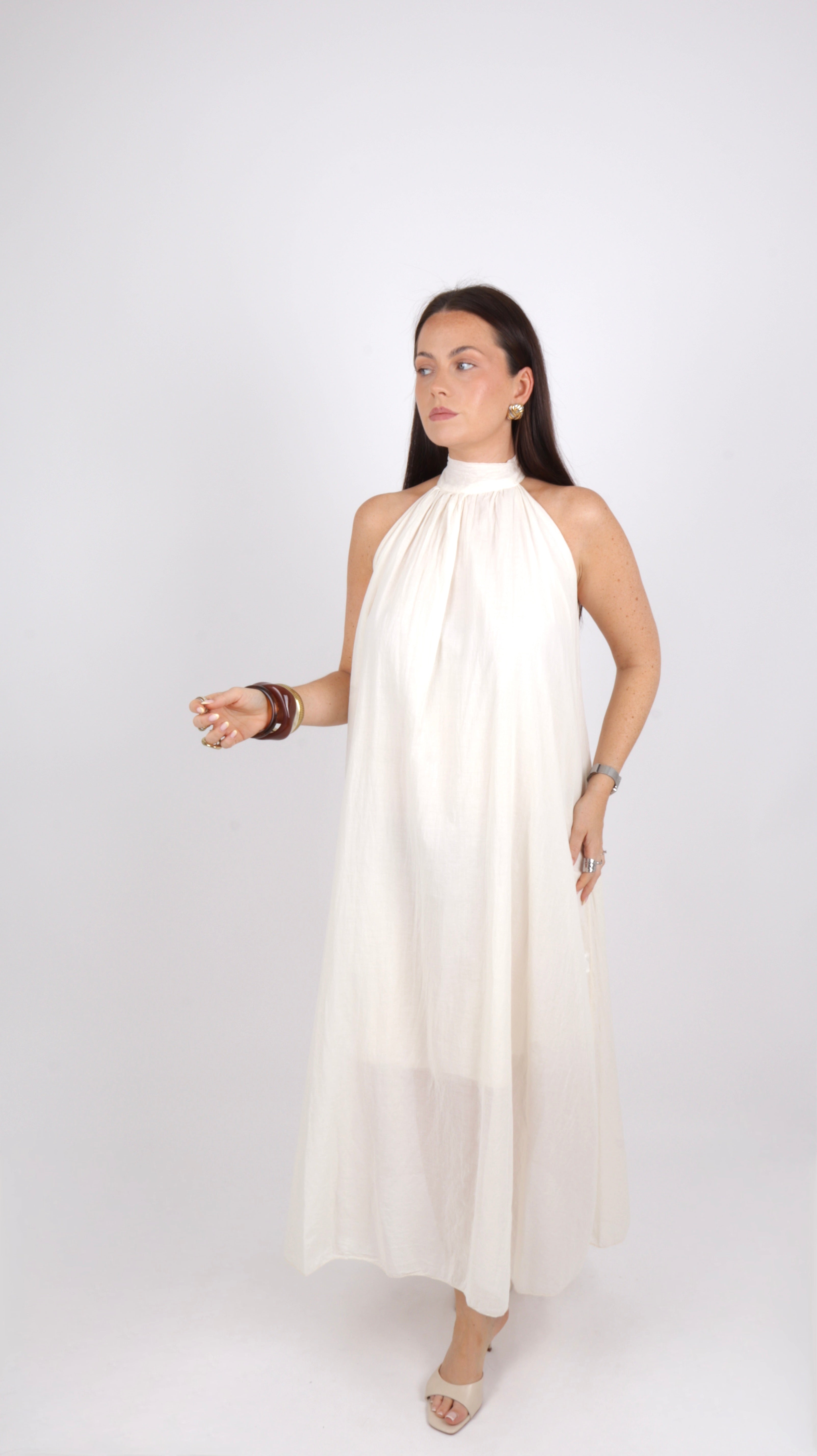 ROBE COL MONTANT LOUISE BEIGE