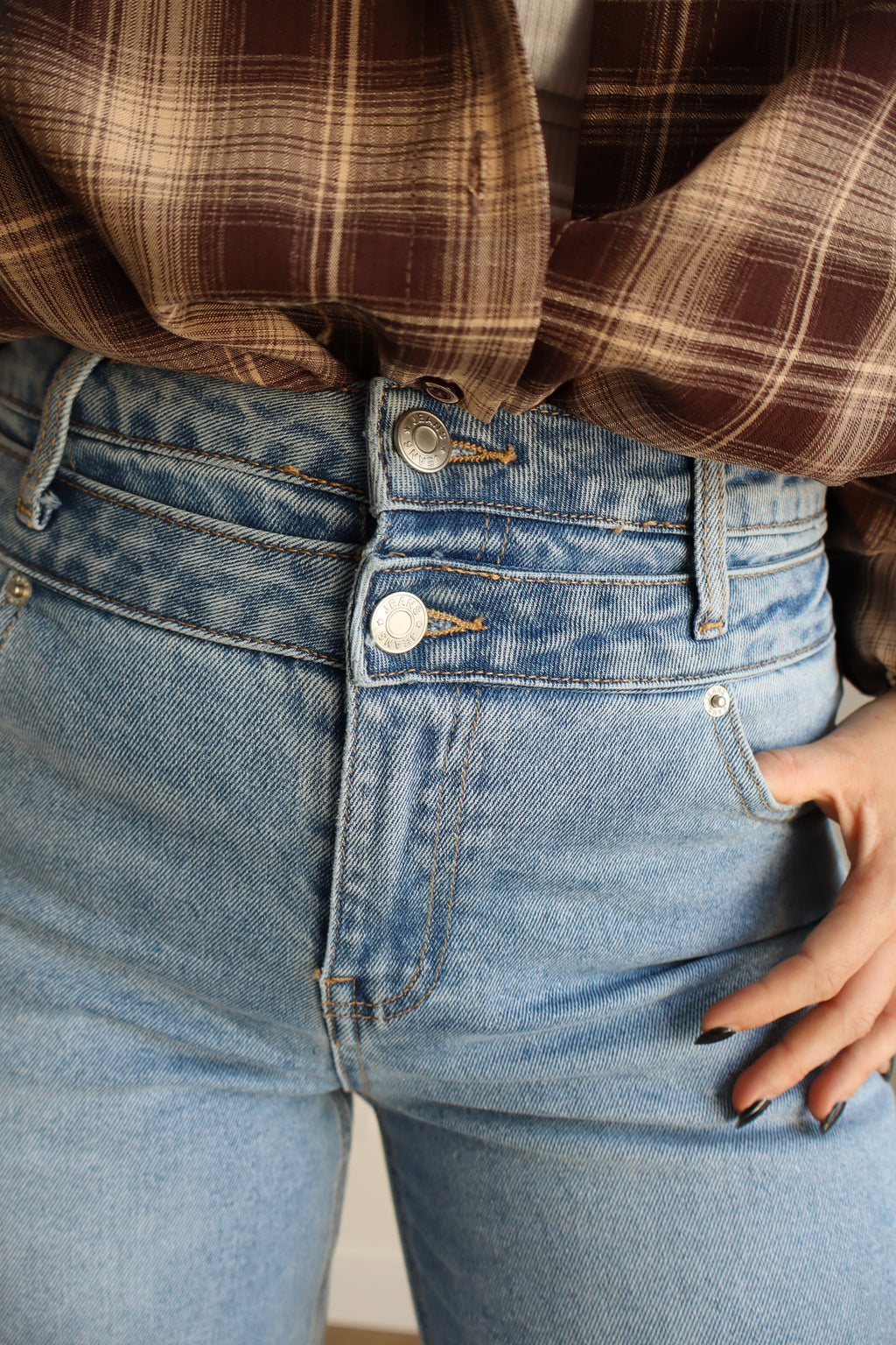 JEAN WIDE LEG MARTY BLEU