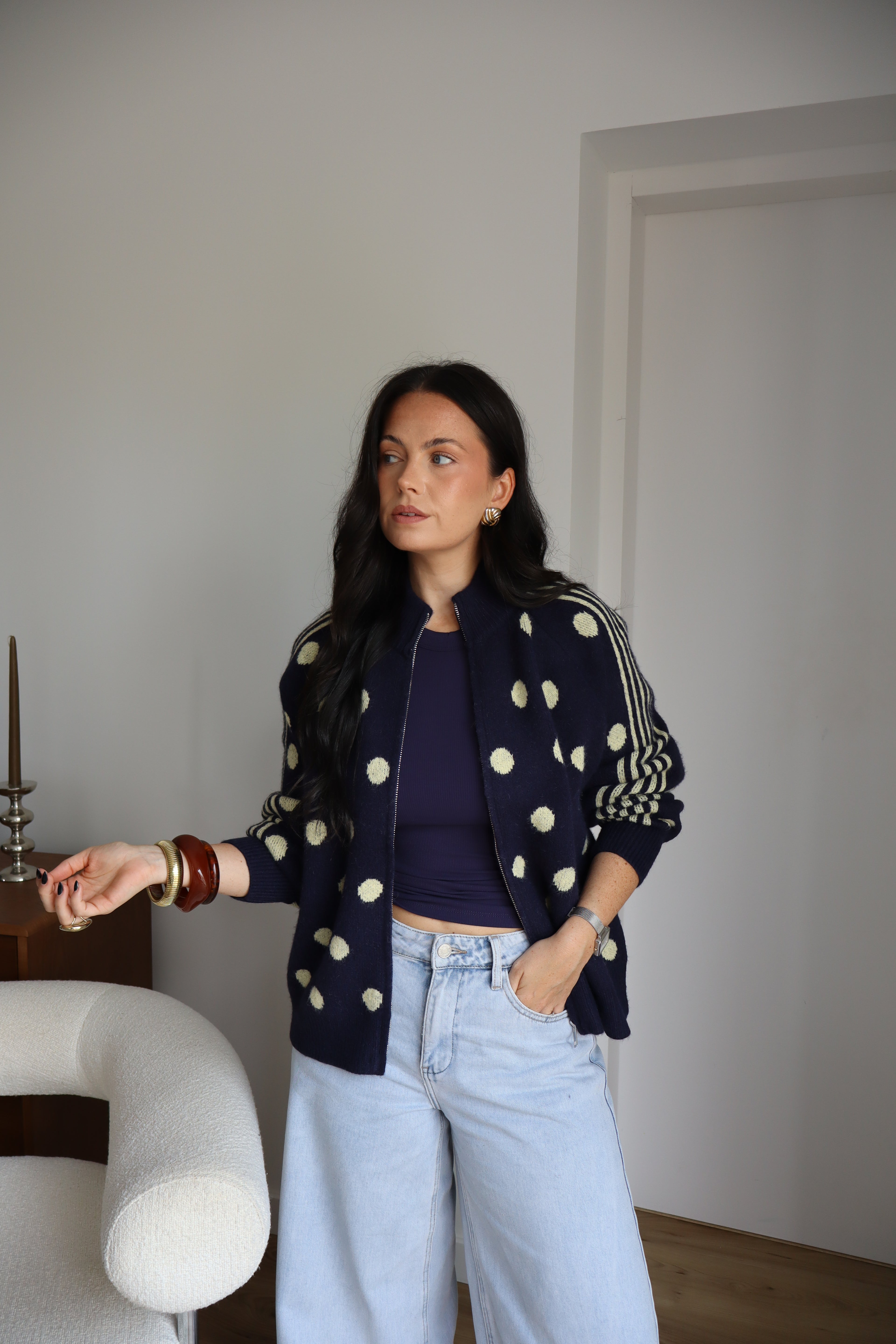 GILET POIS LUCIA MARINE