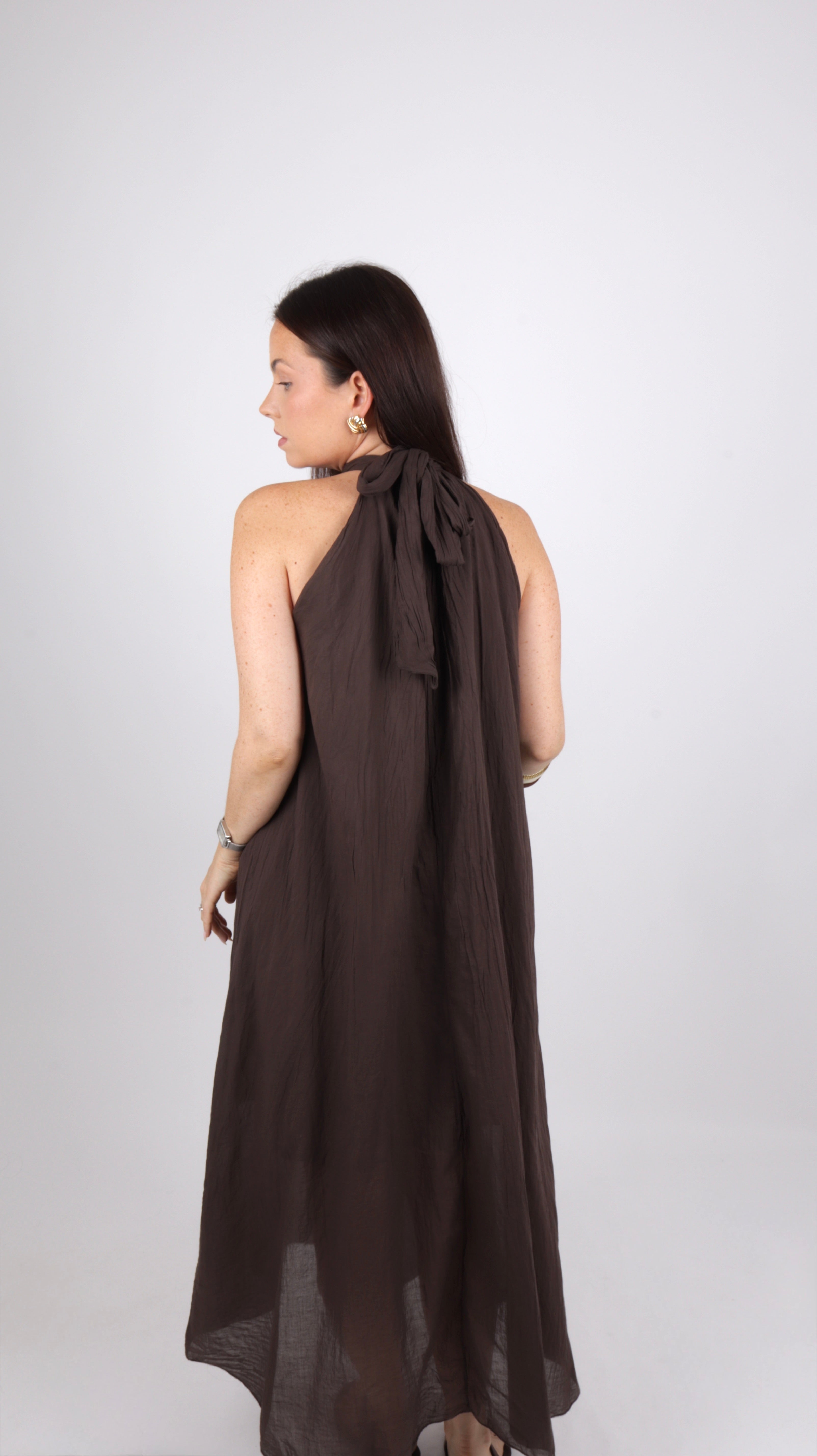PRÉCOMMANDE - ROBE COL MONTANT LOUISE CHOCO
