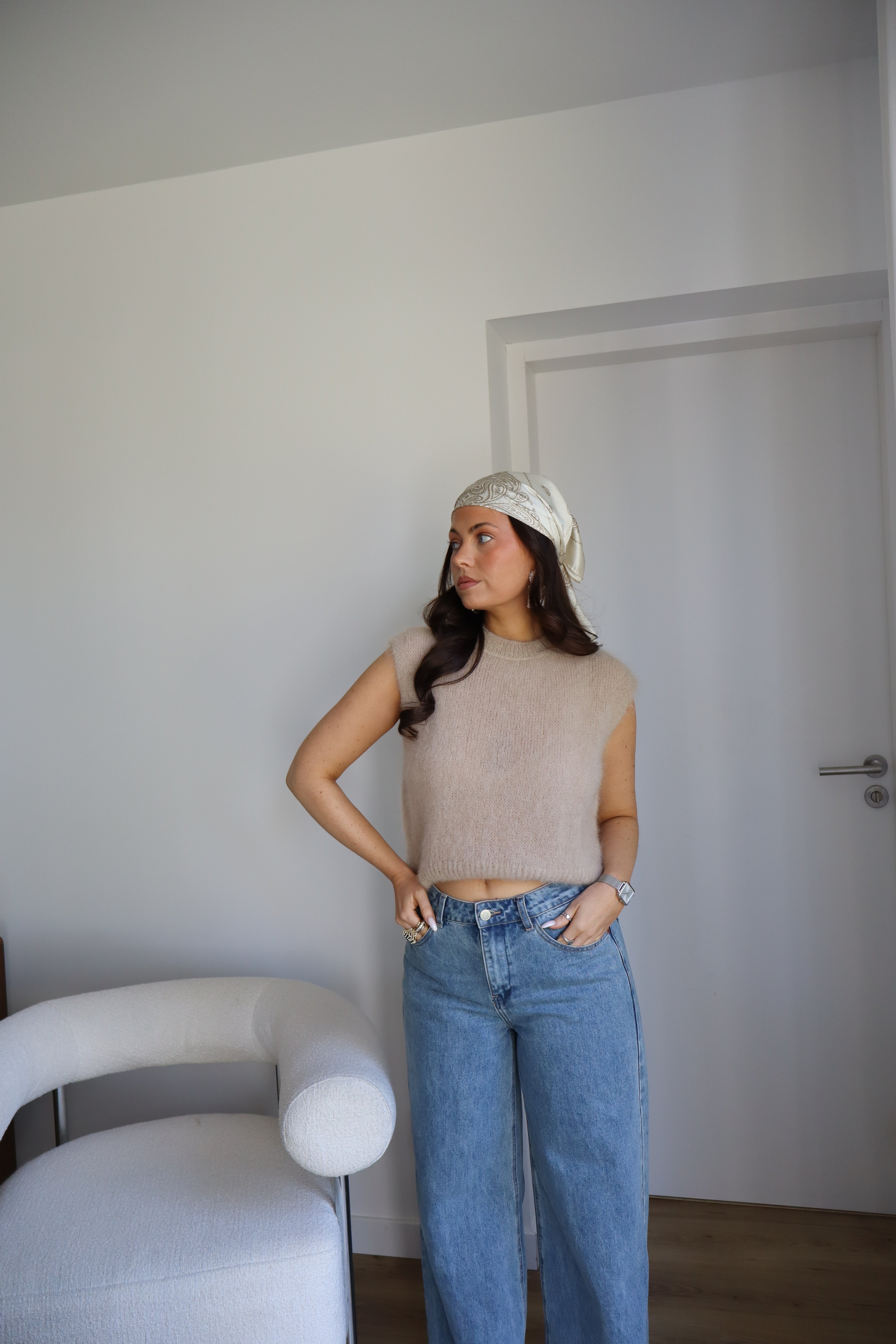 PULL SANS MANCHE ROMY BEIGE