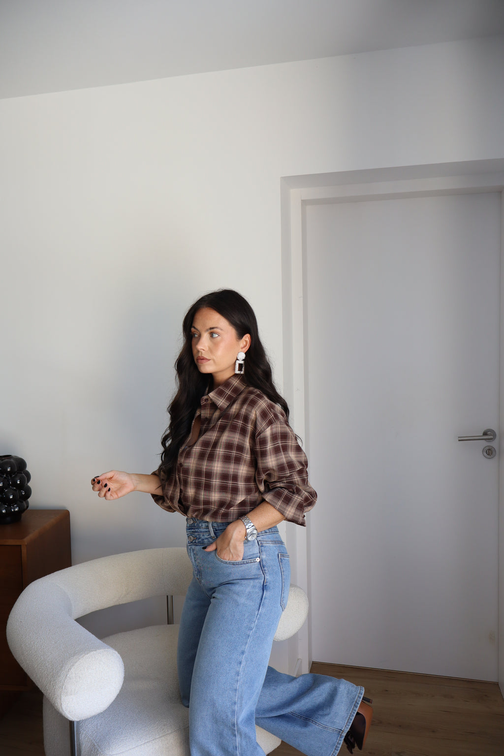 CHEMISE CARREAUX LANA MARRON