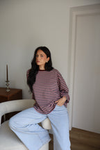 TOP RAYÉ GISÈLE GRIS/ROSE