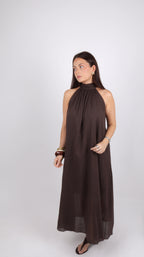 PRÉCOMMANDE - ROBE COL MONTANT LOUISE CHOCO