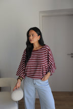 T-SHIRT EMY BLANC/BORDEAUX