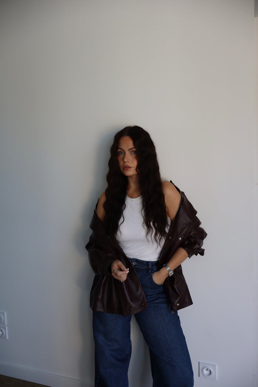 VESTE SIMILI LOUNA BORDEAUX