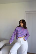 TOP RAYÉ CAMILLE ROSE ET BLEU