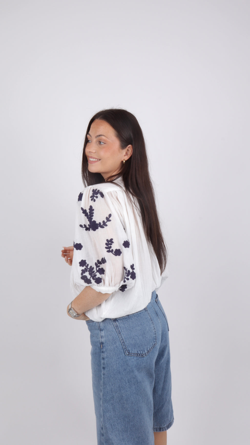 CHEMISE FLEURS TANIA BLANCHE