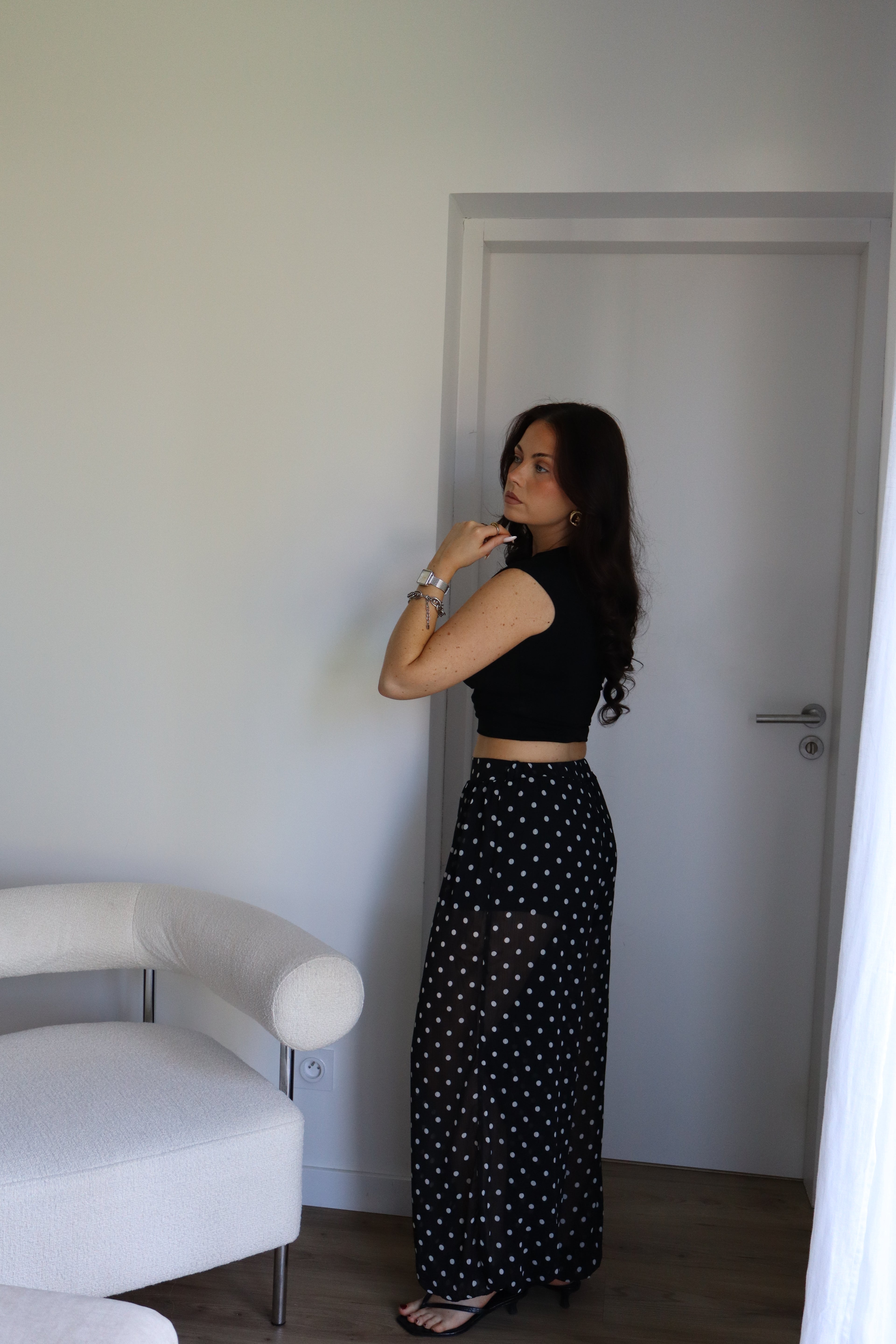 PANTALON À POIS ELENA NOIR