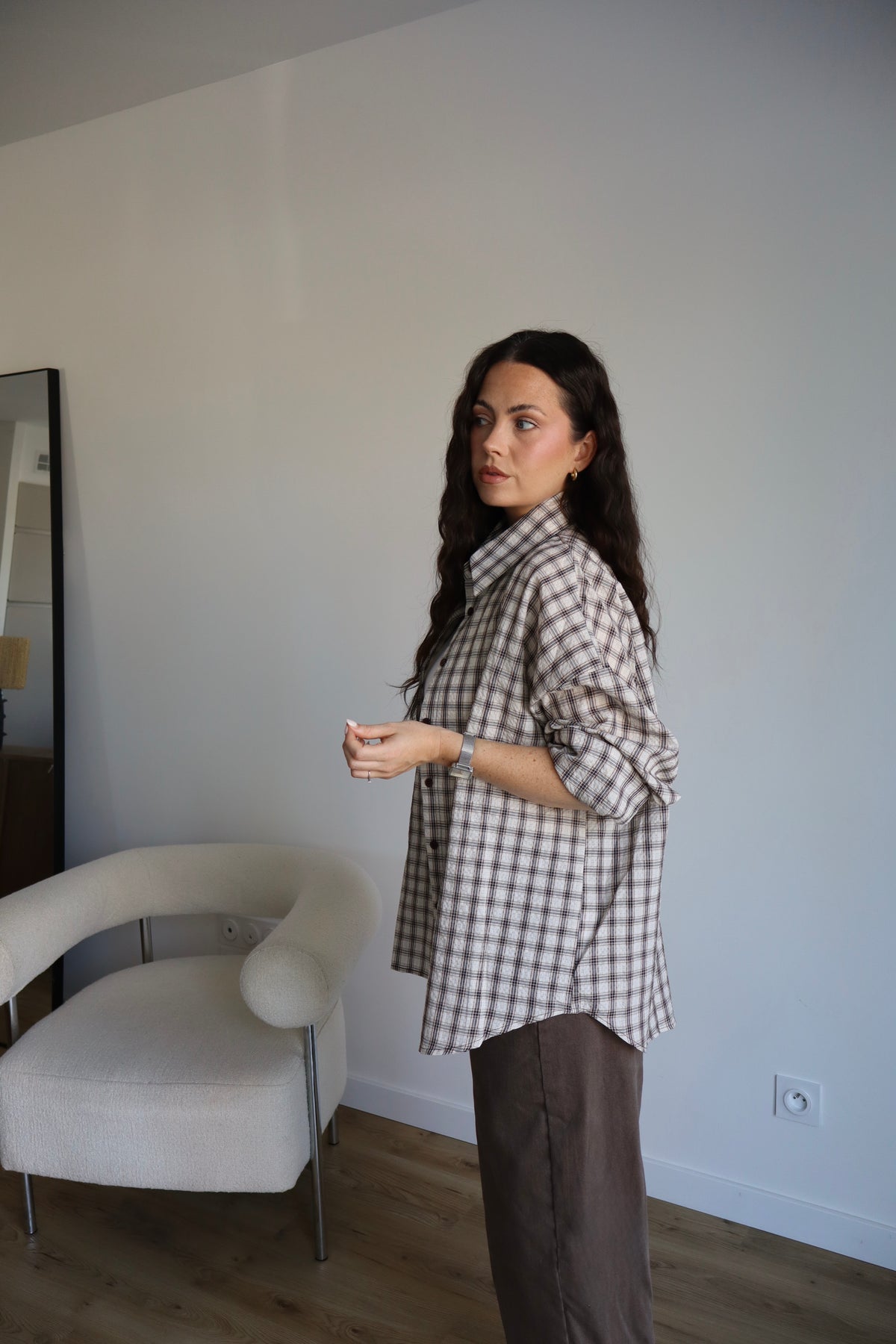 CHEMISE CARREAUX LOLY ECRU