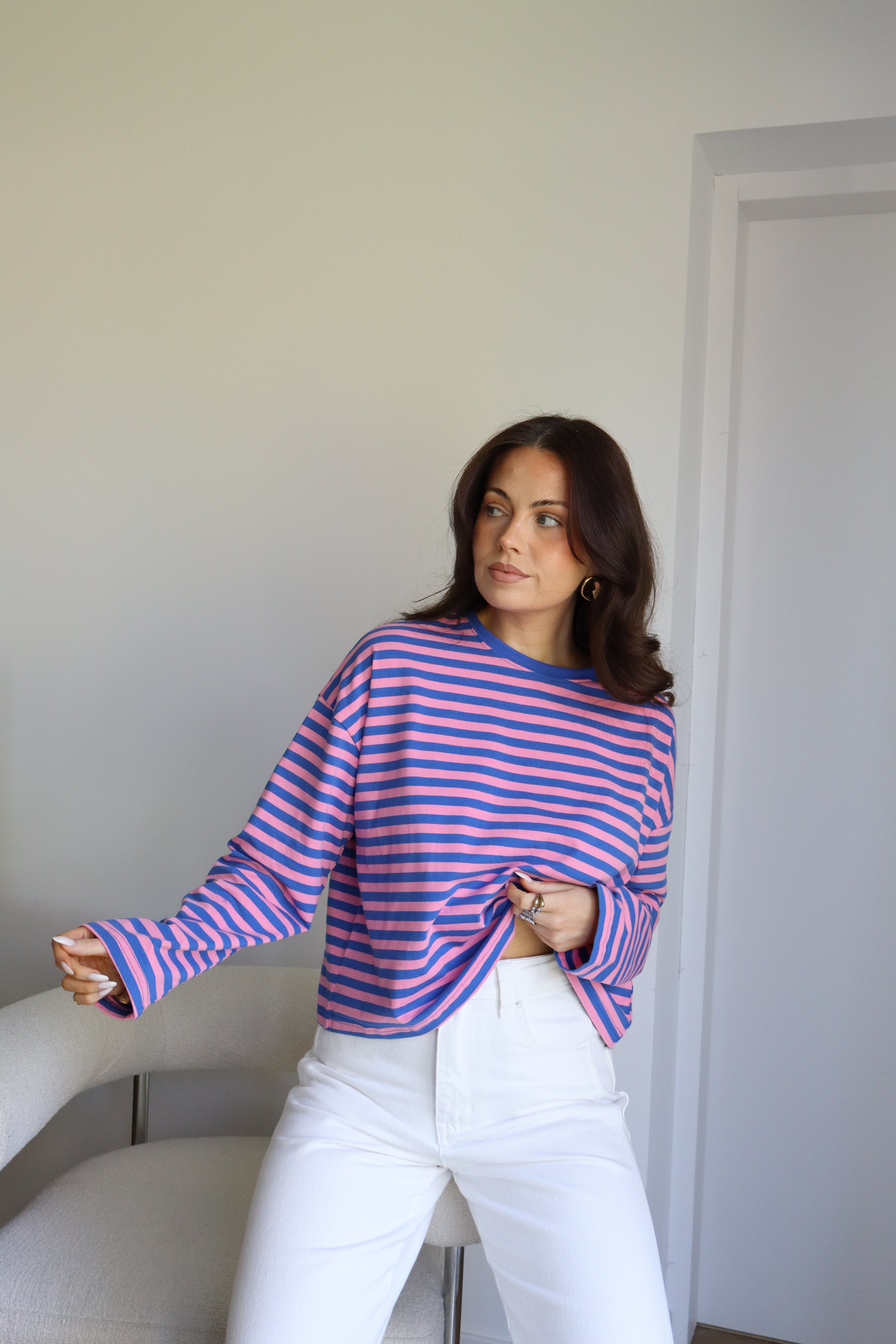 TOP RAYÉ CAMILLE ROSE ET BLEU