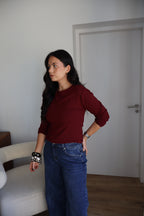 TOP MANCHES LONGUES ANNA AUBERGINE