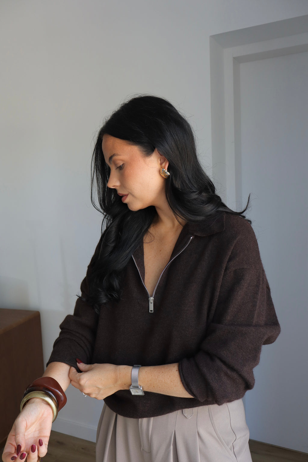 PULL ZIPPÉ GAB MARRON
