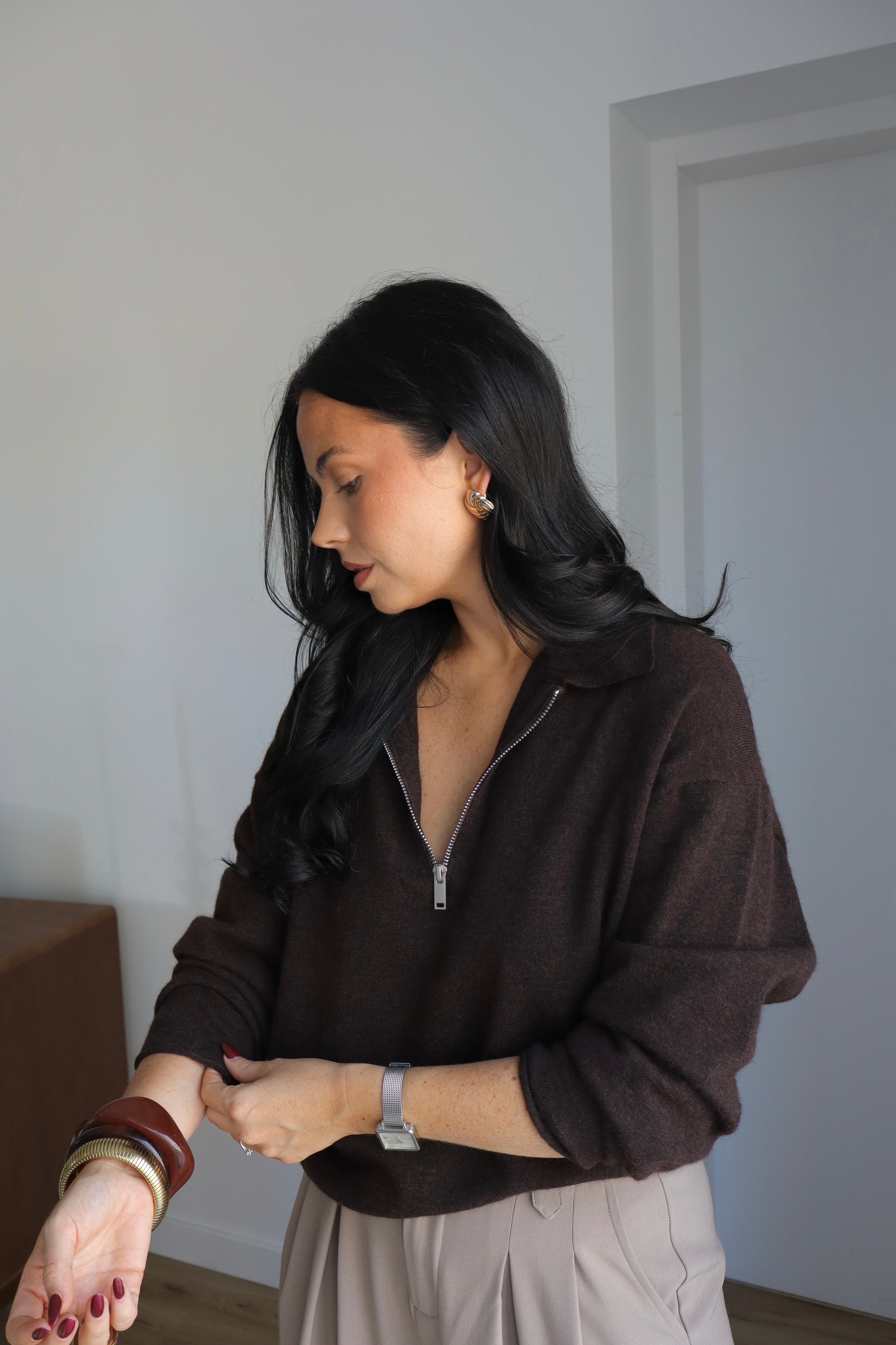 PULL ZIPPÉ GAB MARRON