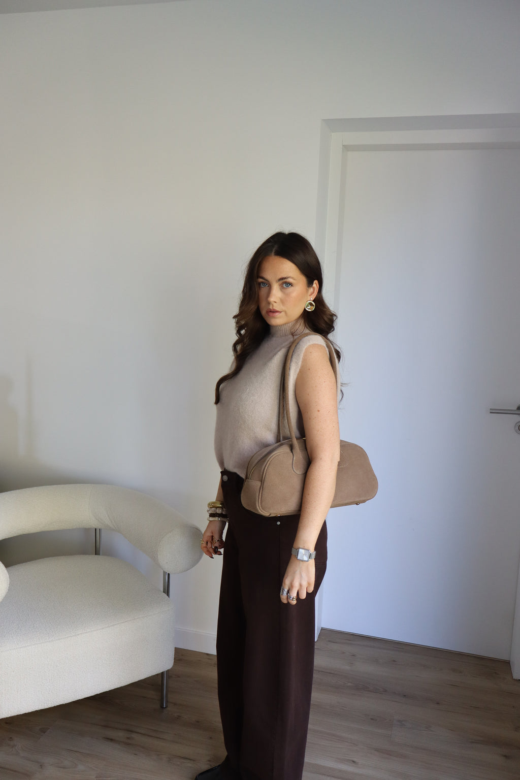 SAC BOWLING CUIR TAUPE