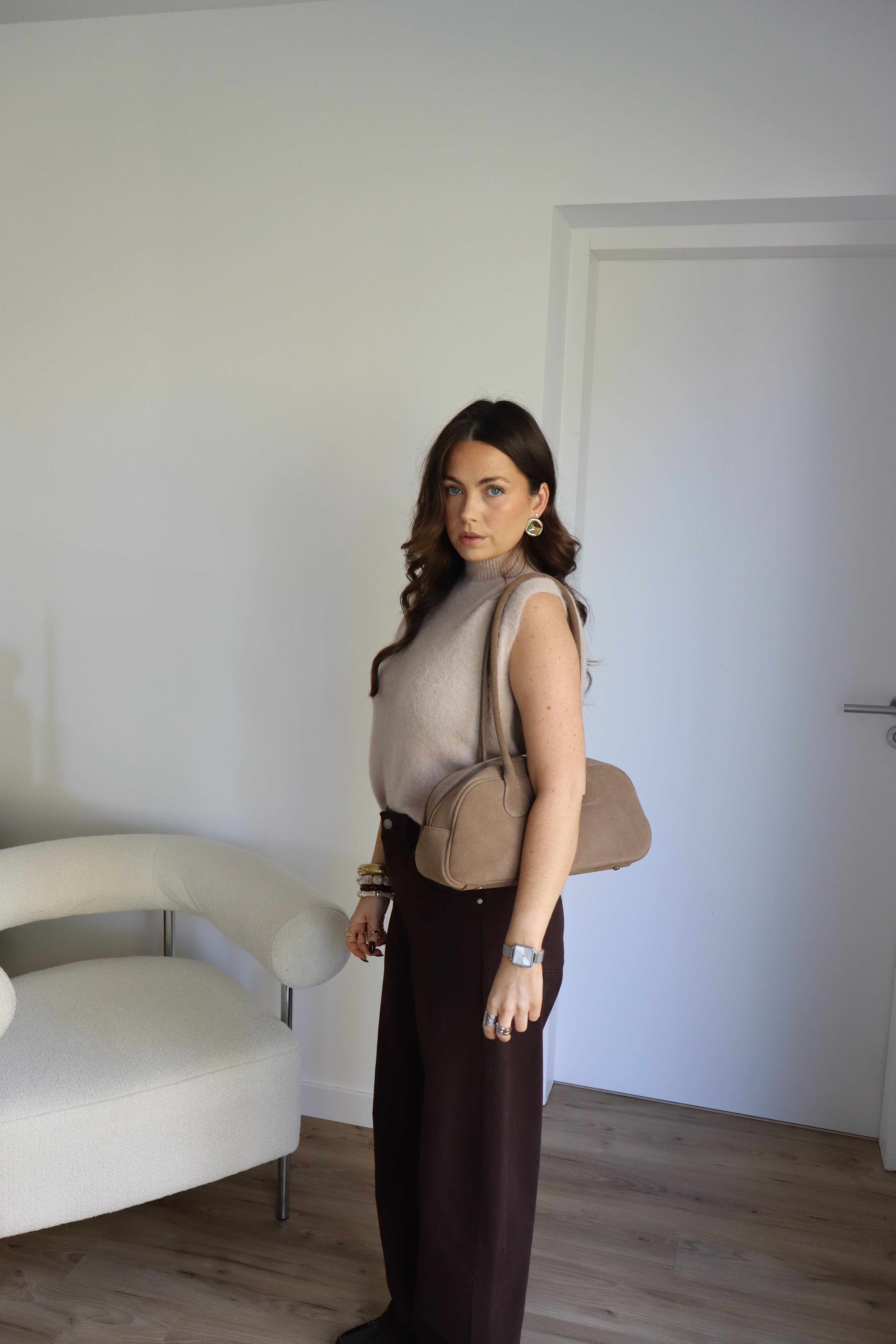 SAC BOWLING CUIR TAUPE