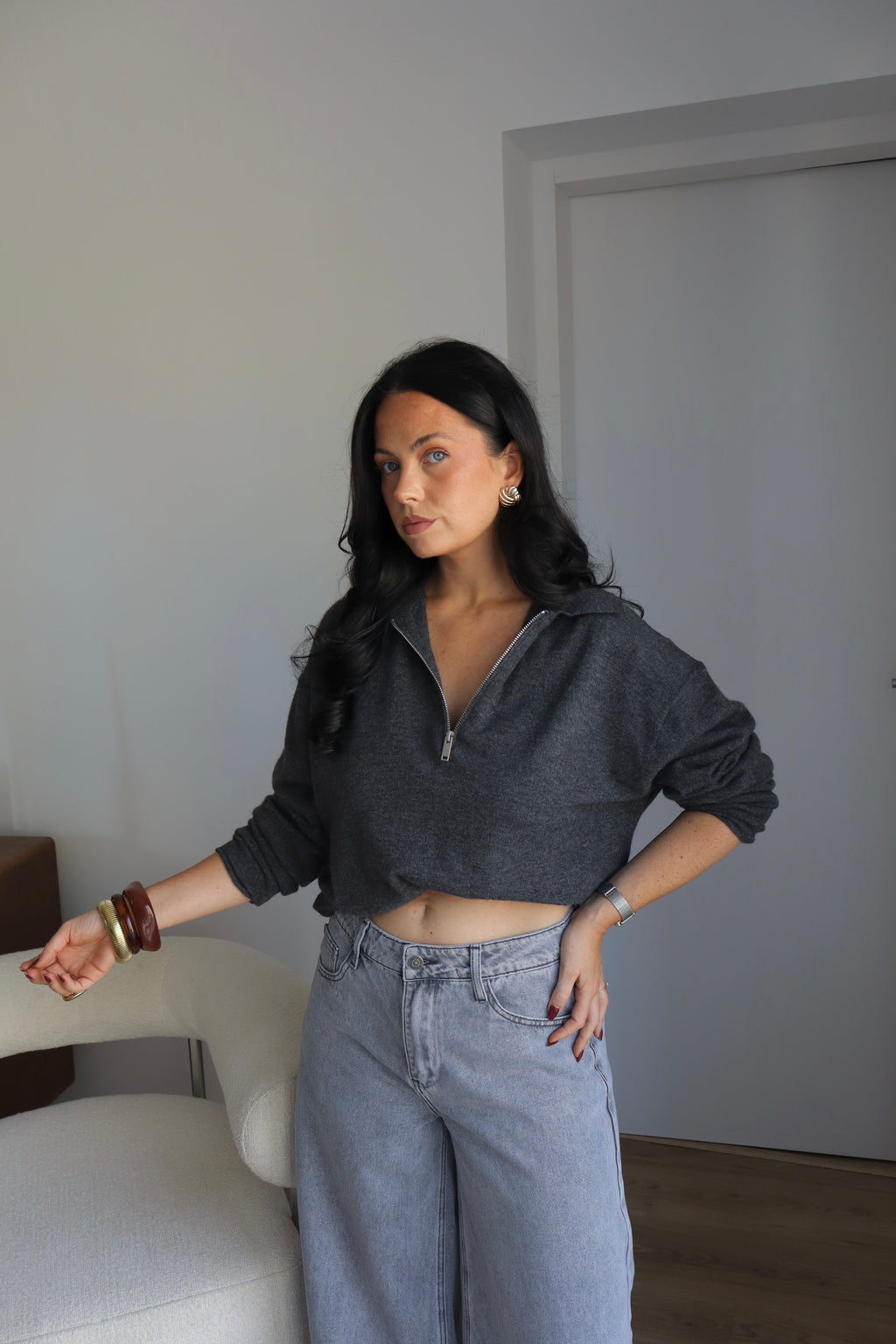 PULL ZIPPÉ GAB GRIS