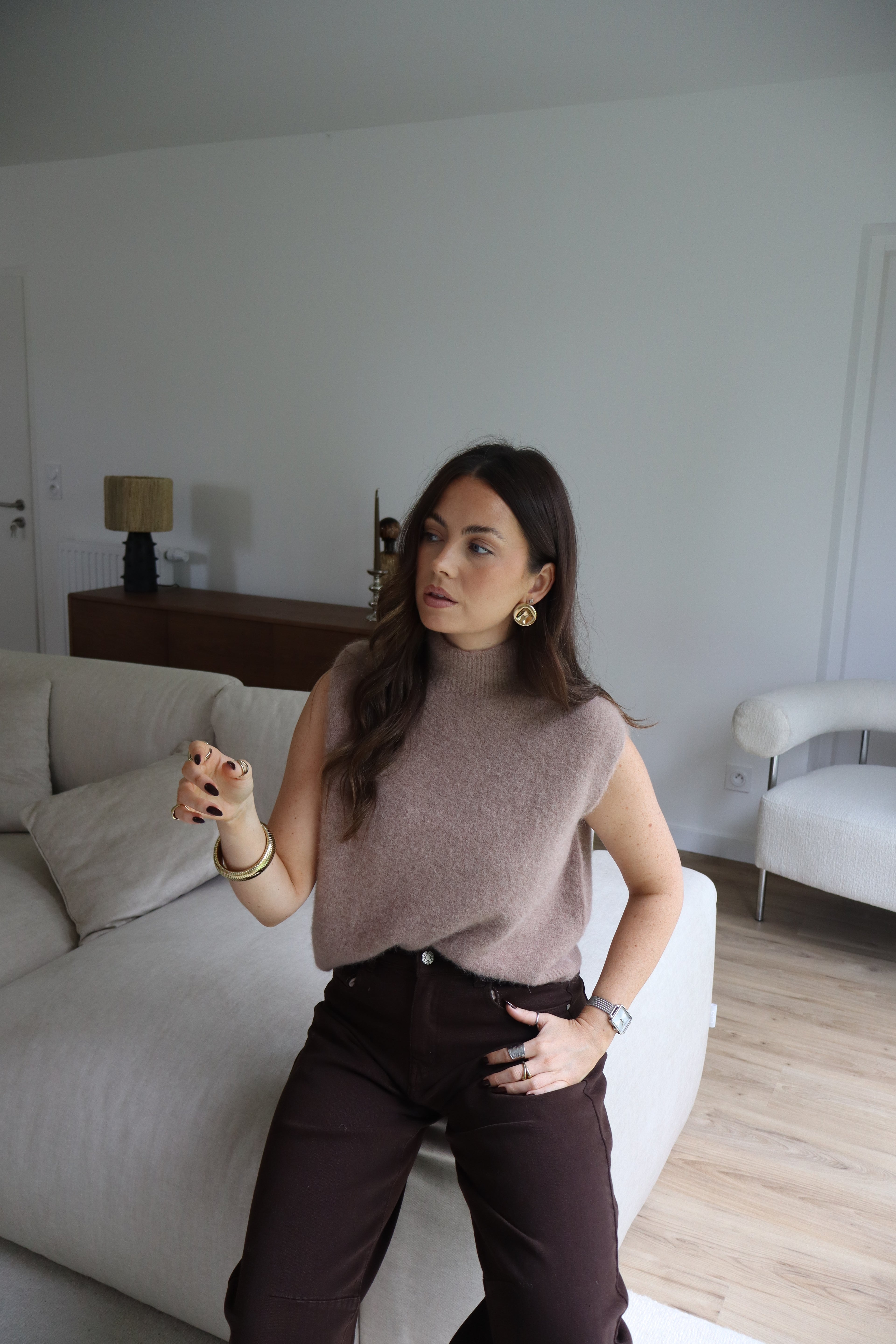 PULL TAUPE NINON