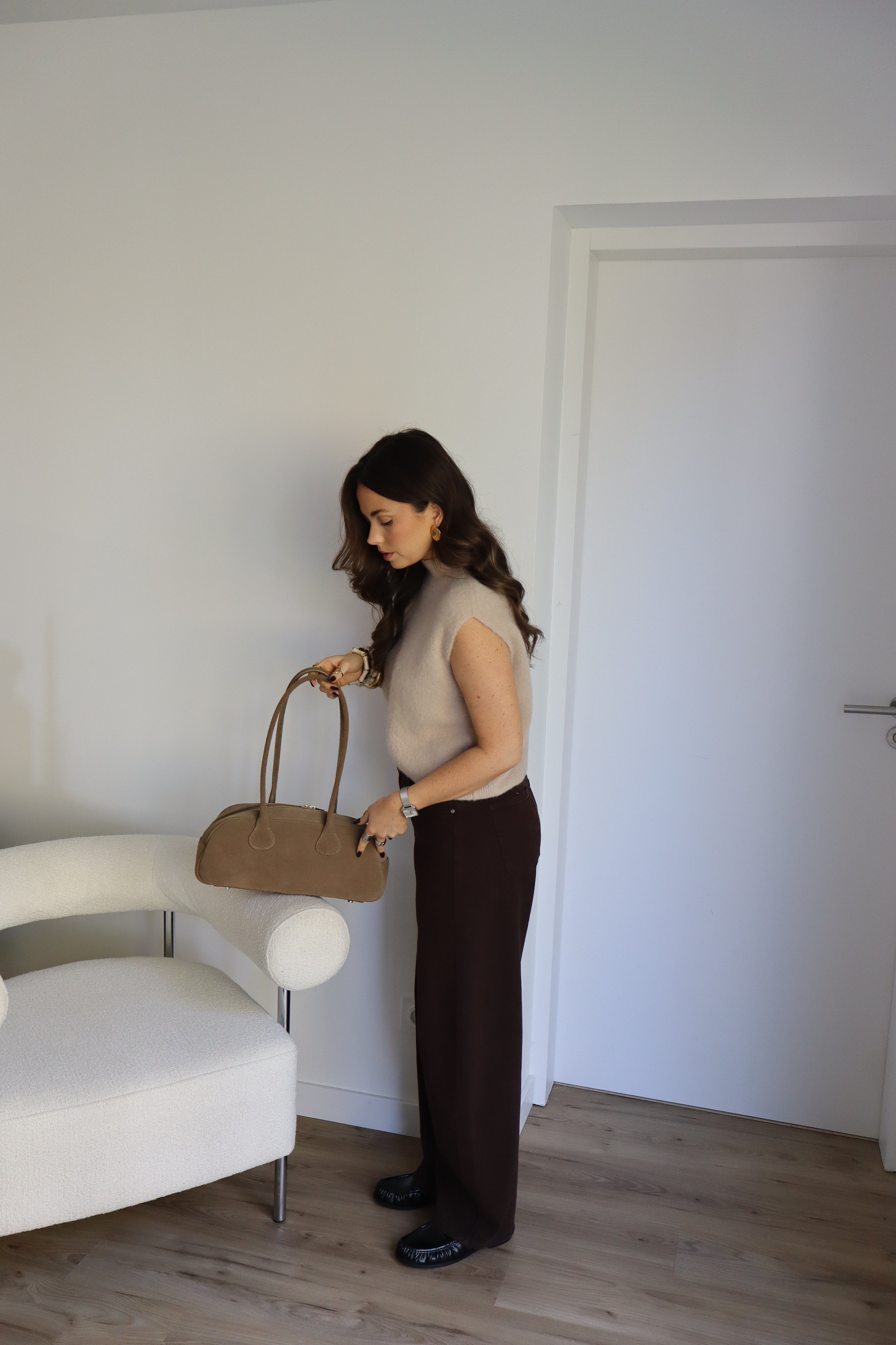 SAC BOWLING CUIR TAUPE