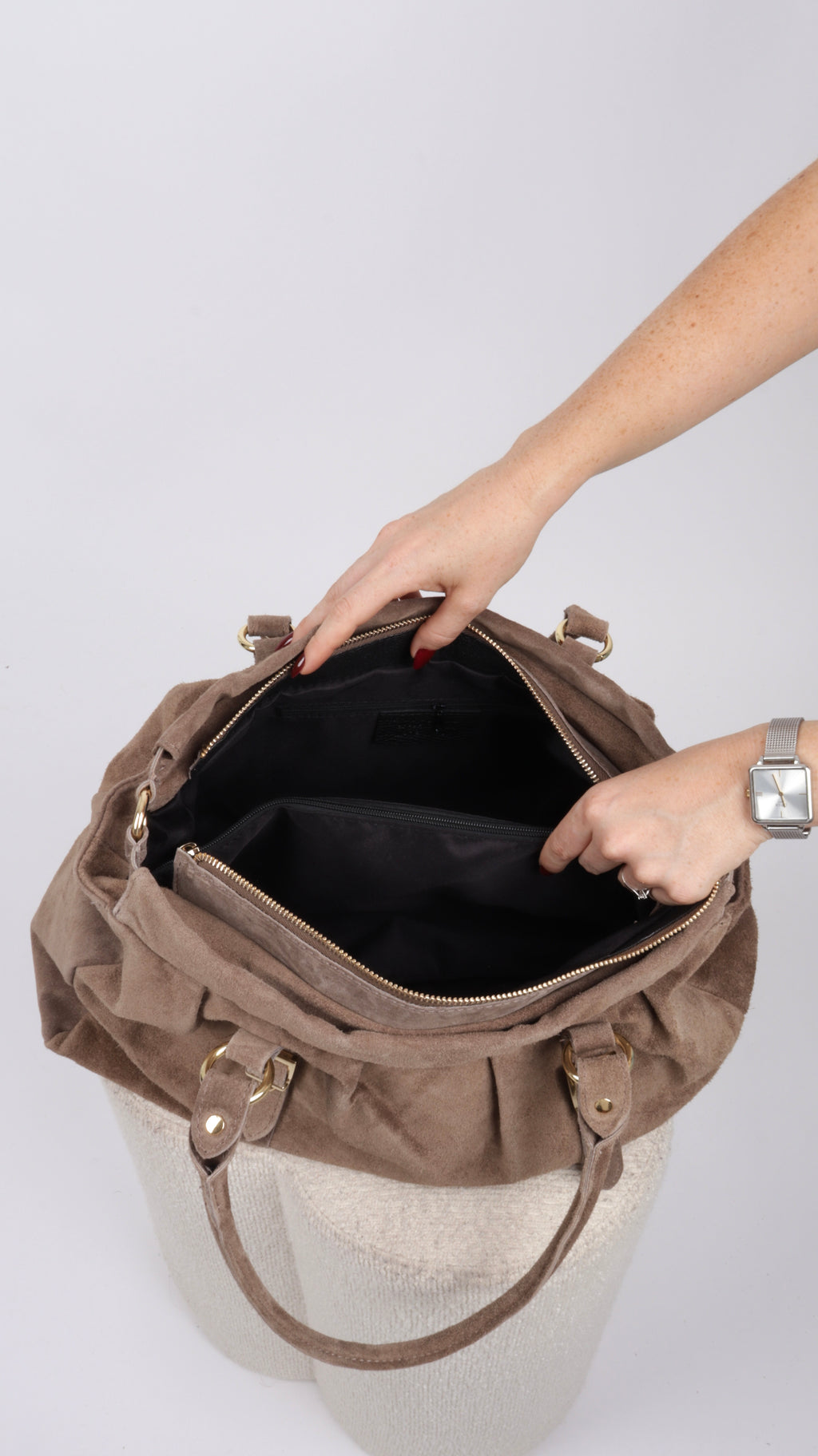 SAC SUEDE LOUNA TAUPE