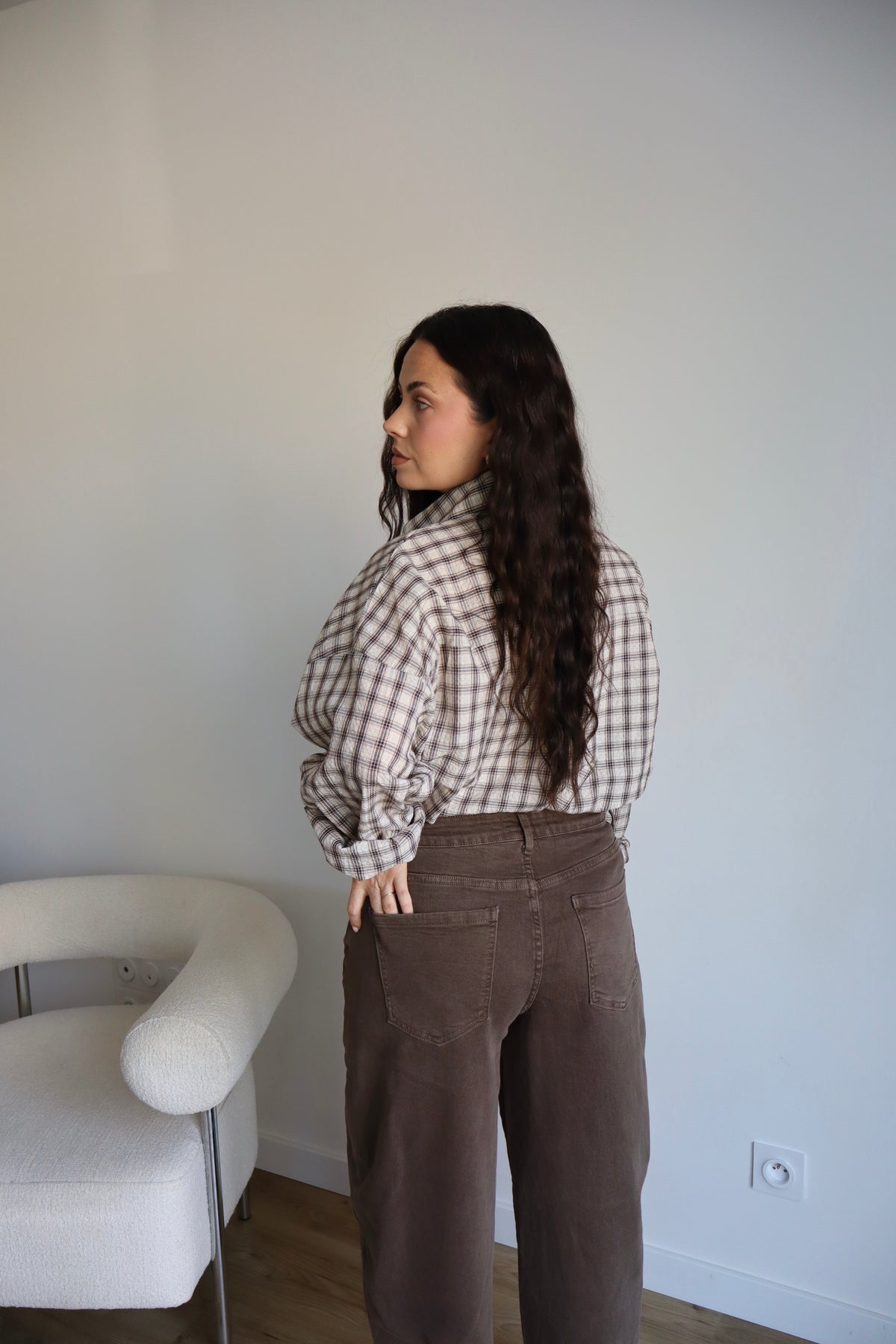 CHEMISE CARREAUX LOLY ECRU