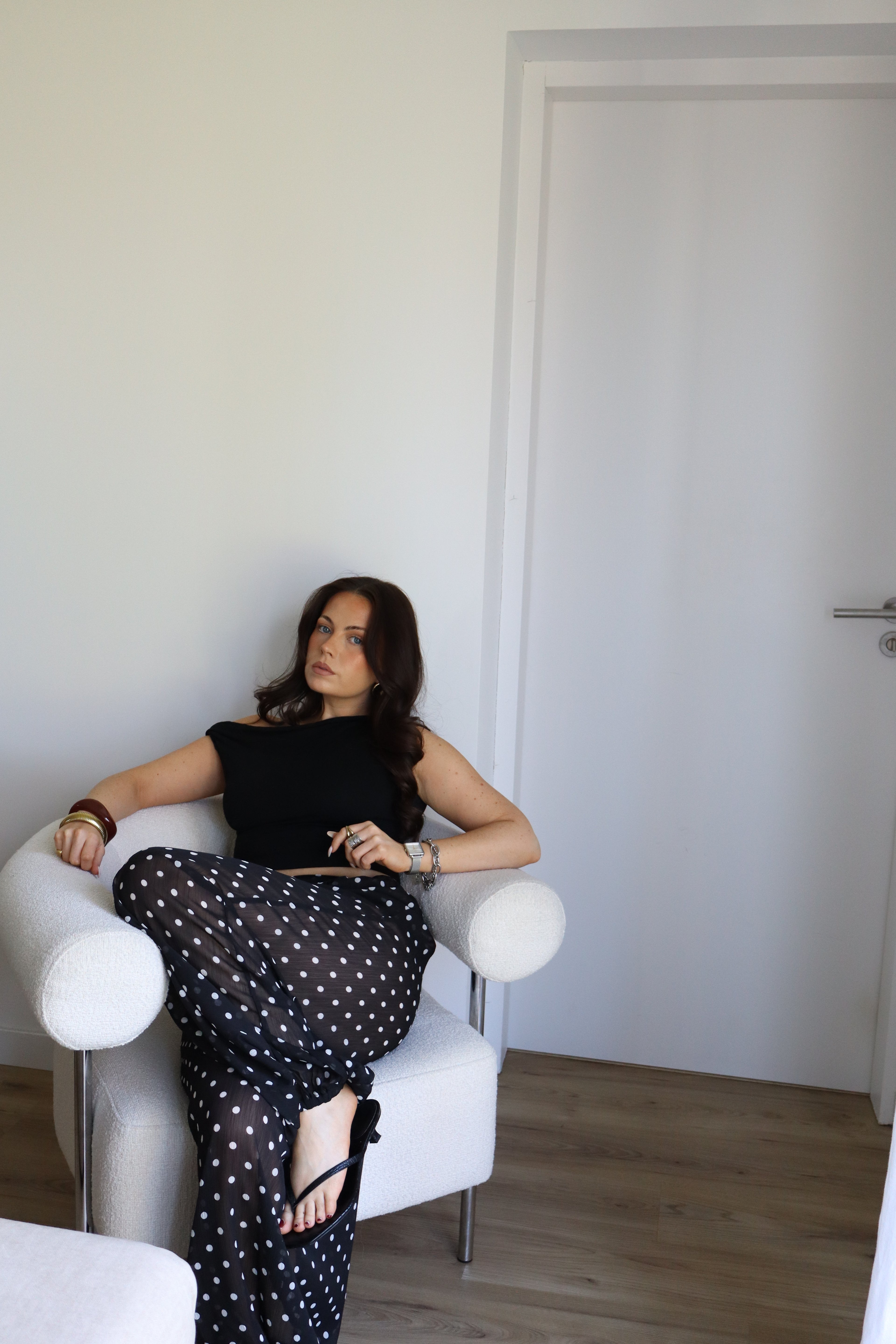 PANTALON À POIS ELENA NOIR