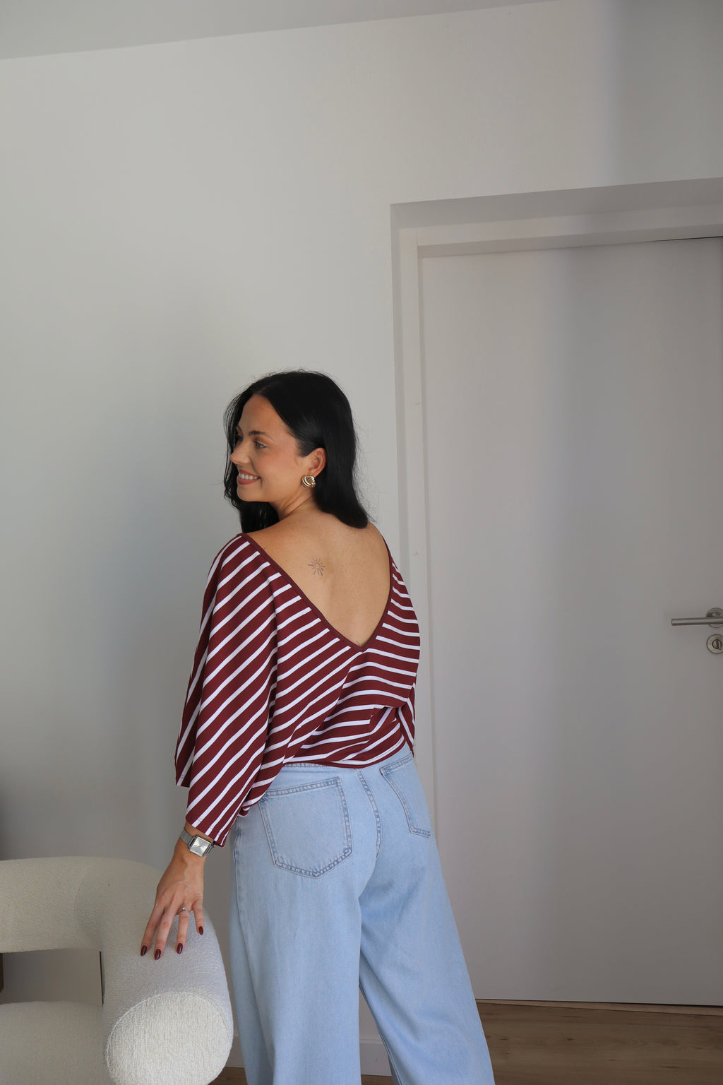 T-SHIRT EMY BLANC/BORDEAUX