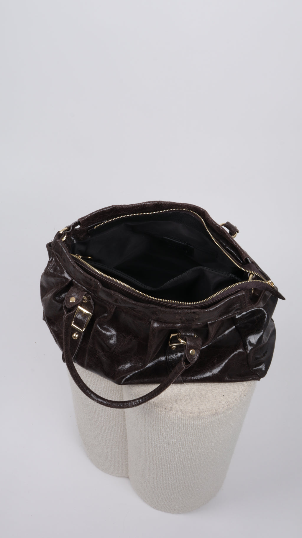 SAC CUIR LOUNA MARRON