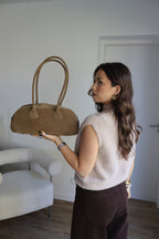SAC BOWLING CUIR TAUPE