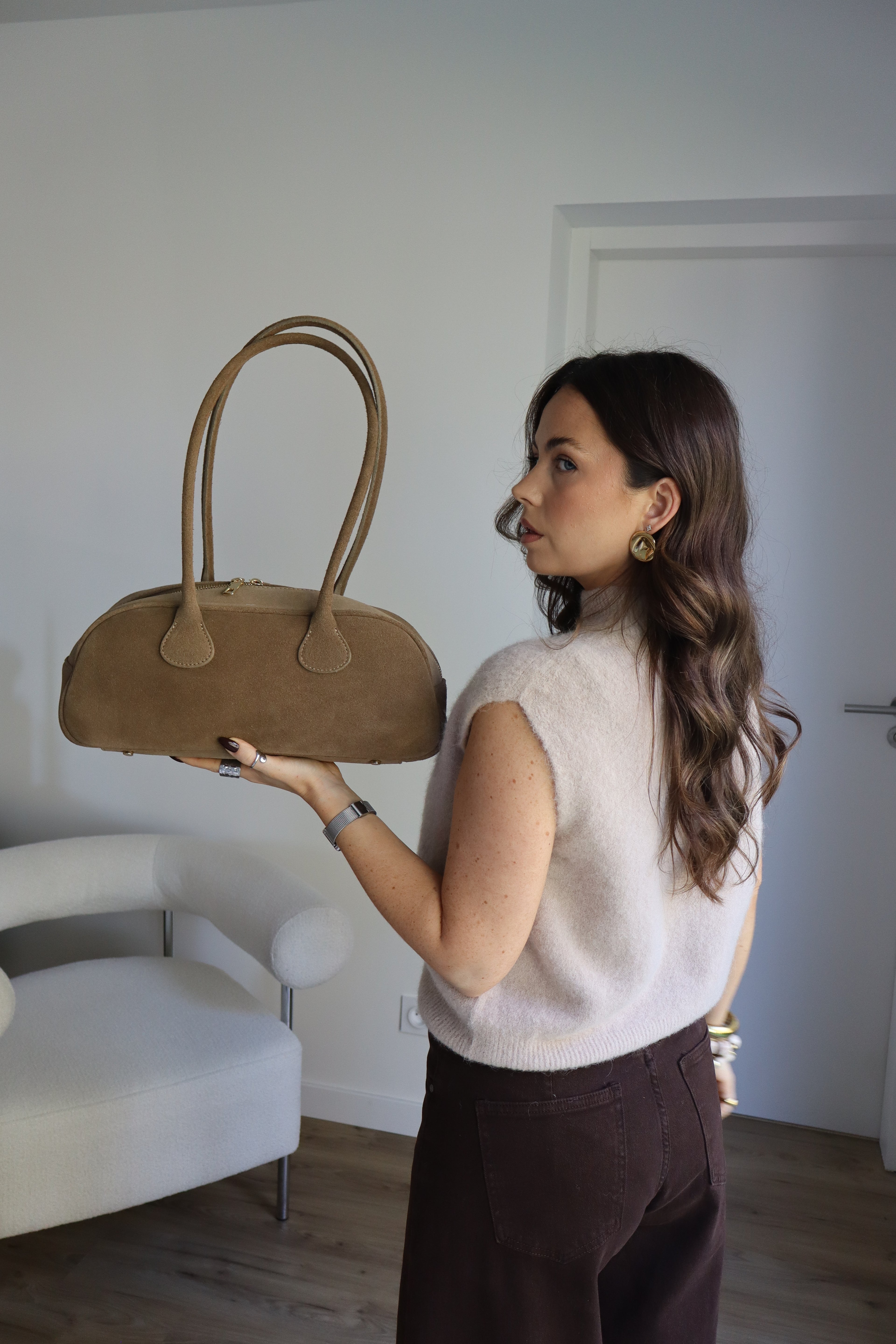 SAC BOWLING CUIR TAUPE