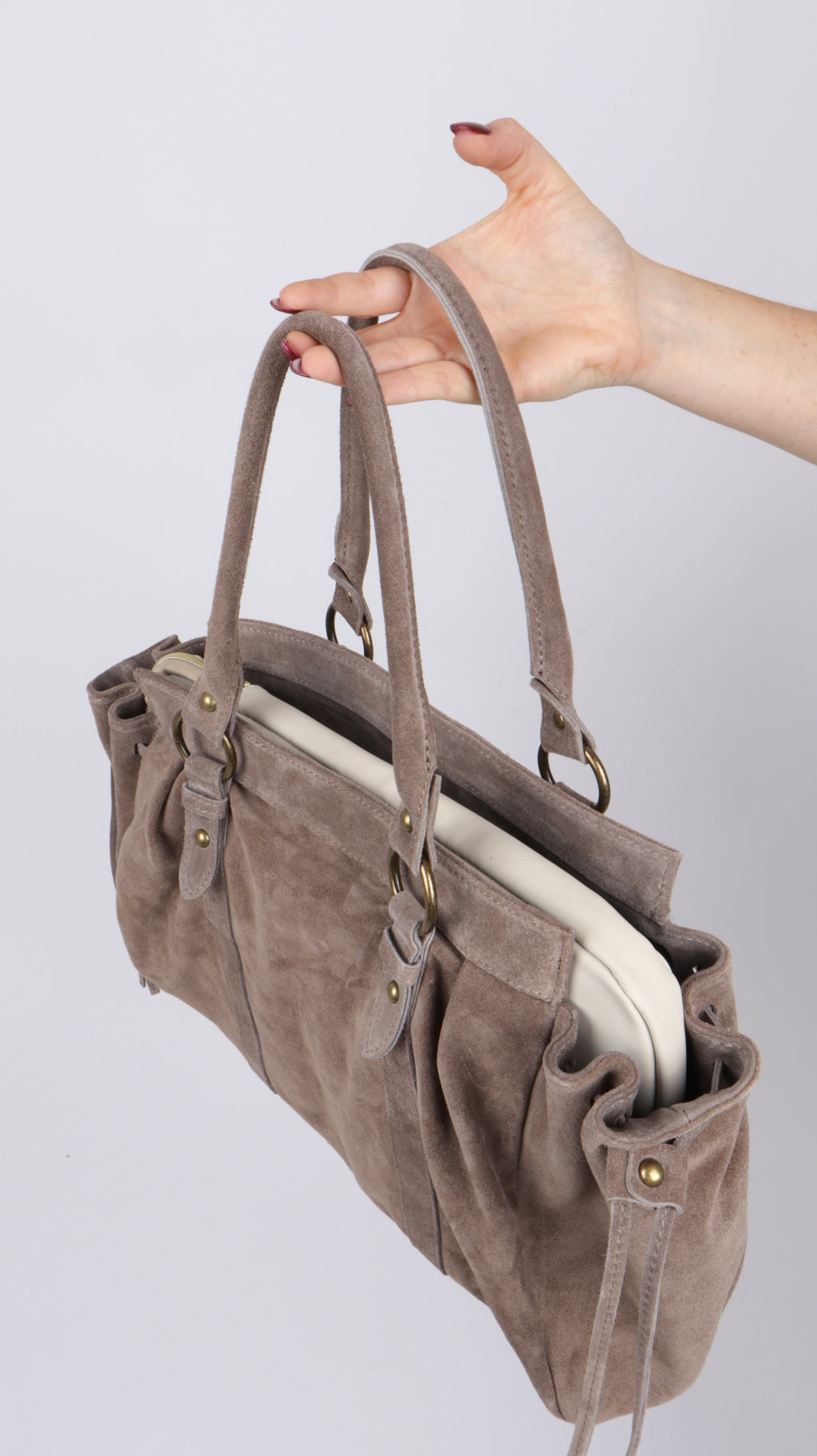 SAC SUEDE ZOÉ TAUPE