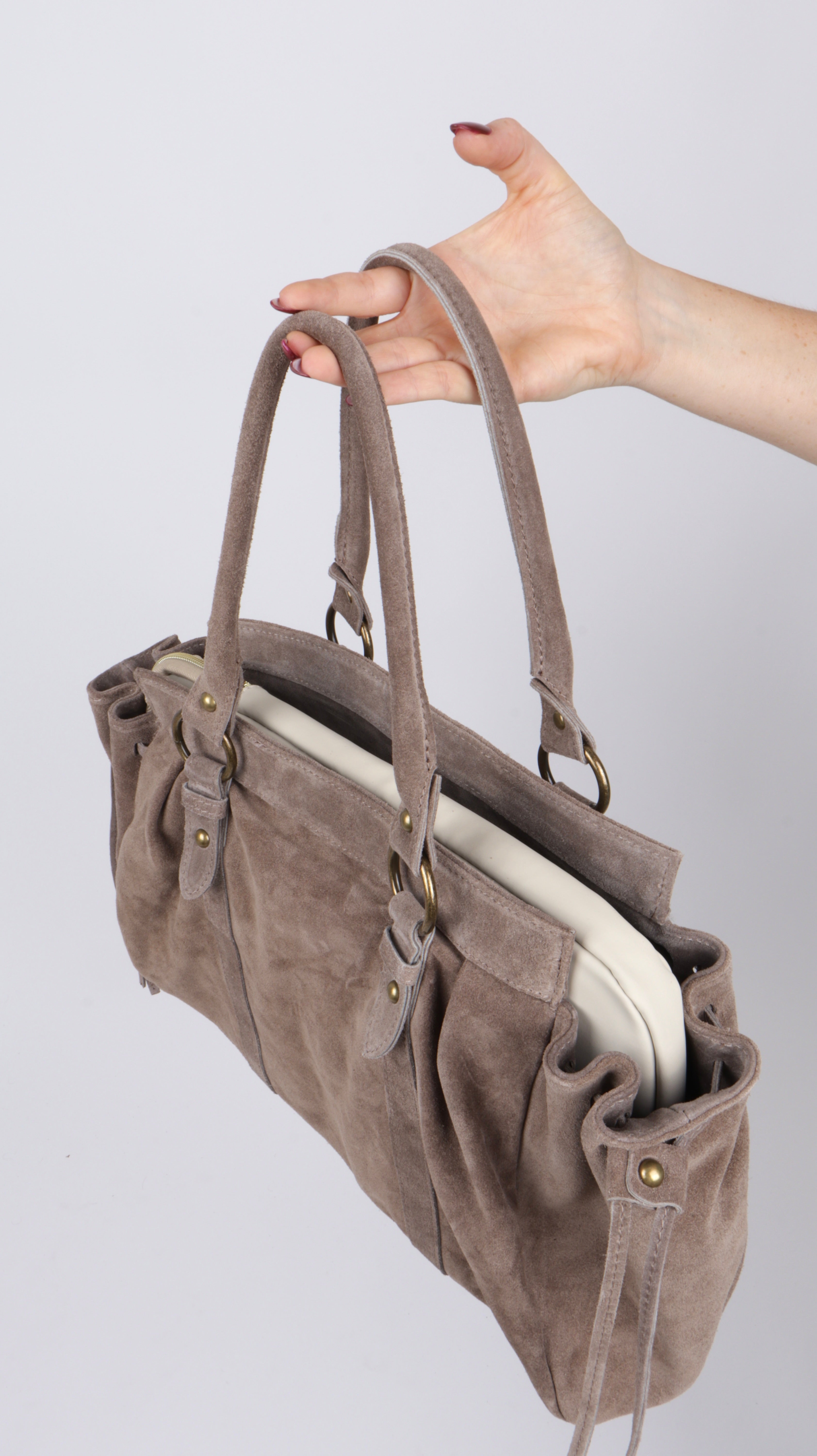 SAC SUEDE ZOÉ TAUPE