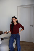 TOP MANCHES LONGUES ANNA AUBERGINE