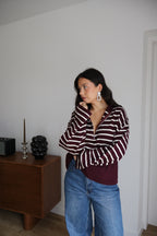 PULL MARINIÈRE ZIPPÉ LEVY BORDEAUX