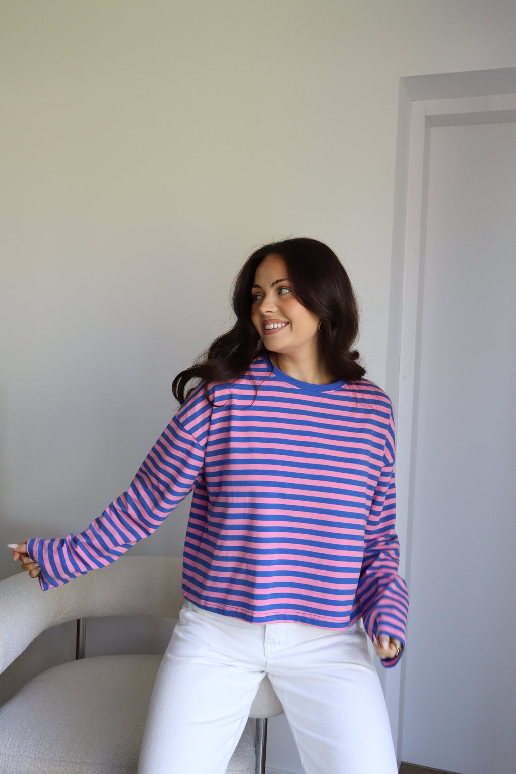 TOP RAYÉ CAMILLE ROSE ET BLEU