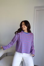 TOP RAYÉ CAMILLE ROSE ET BLEU