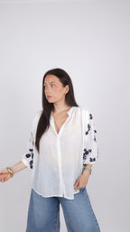 CHEMISE FLEURS TANIA BLANCHE