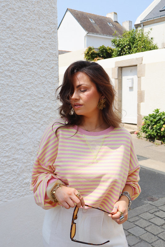 SWEAT JAUNE ET ROSE ANDRÉ