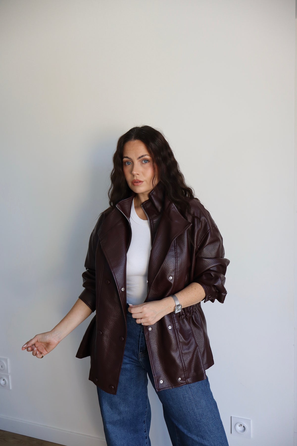 VESTE SIMILI LOUNA BORDEAUX
