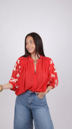 CHEMISE FLEURS TANIA CORAIL