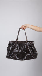 SAC CUIR LOUNA MARRON