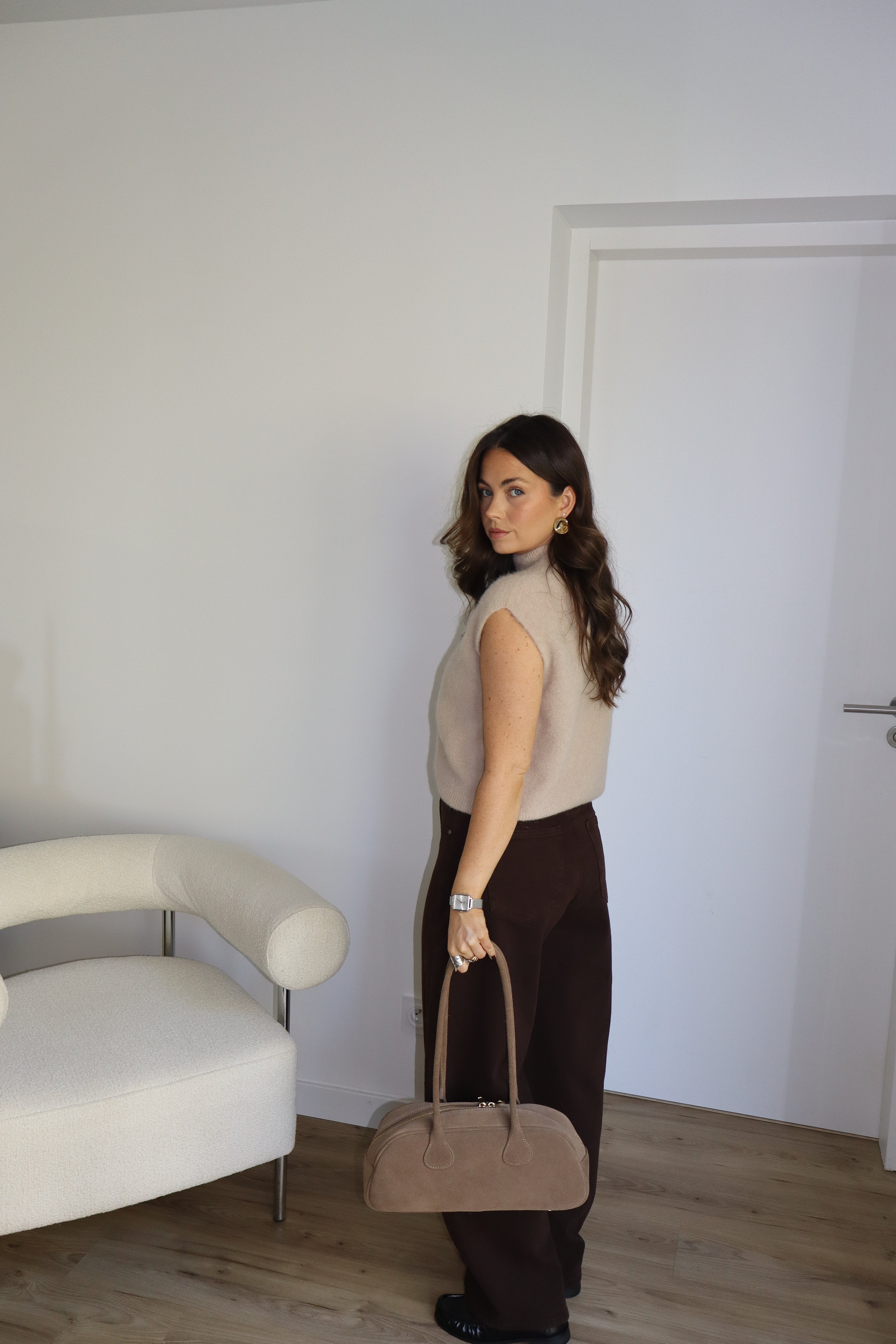 SAC BOWLING CUIR TAUPE