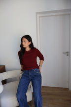 TOP MANCHES LONGUES ANNA AUBERGINE