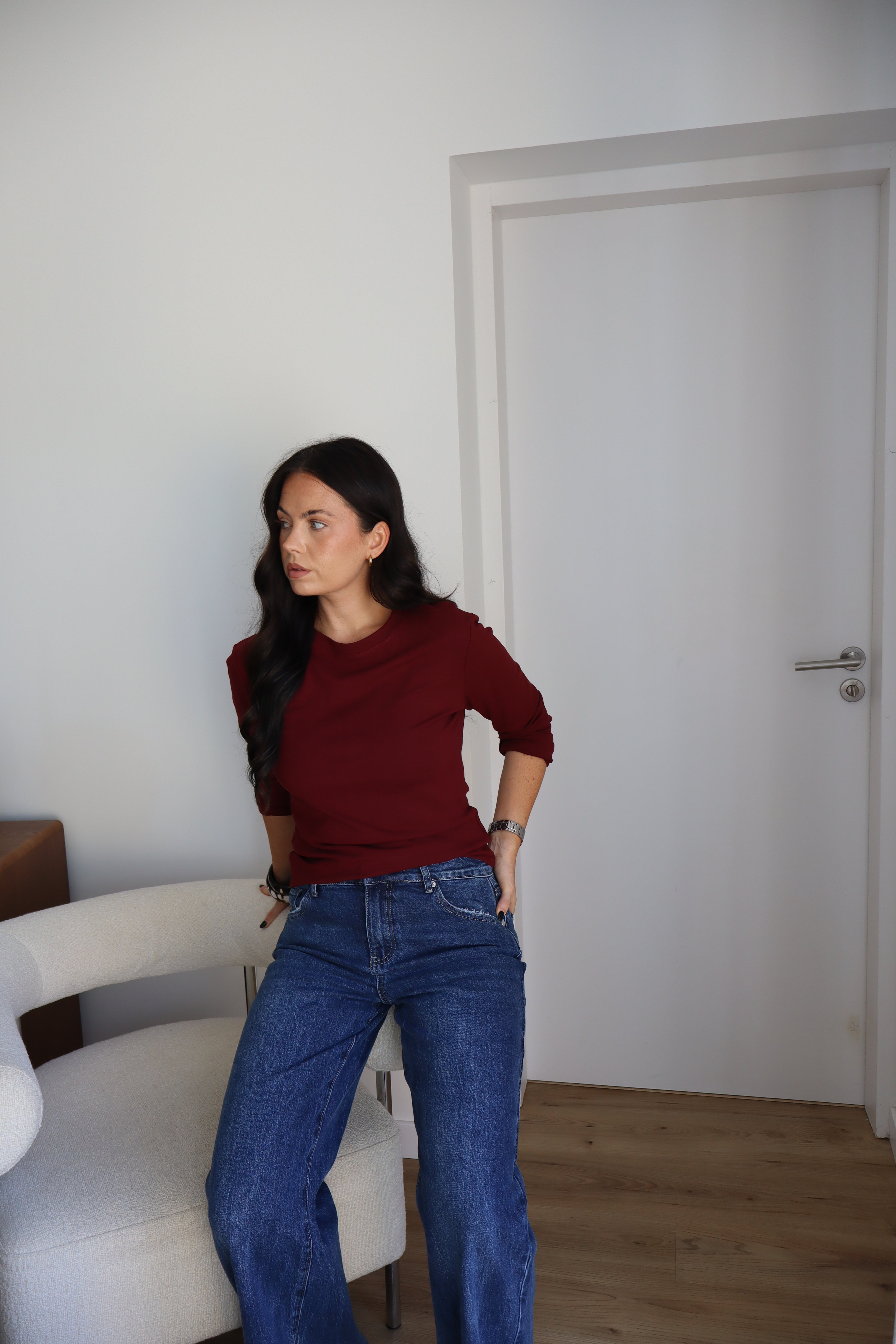 TOP MANCHES LONGUES ANNA AUBERGINE