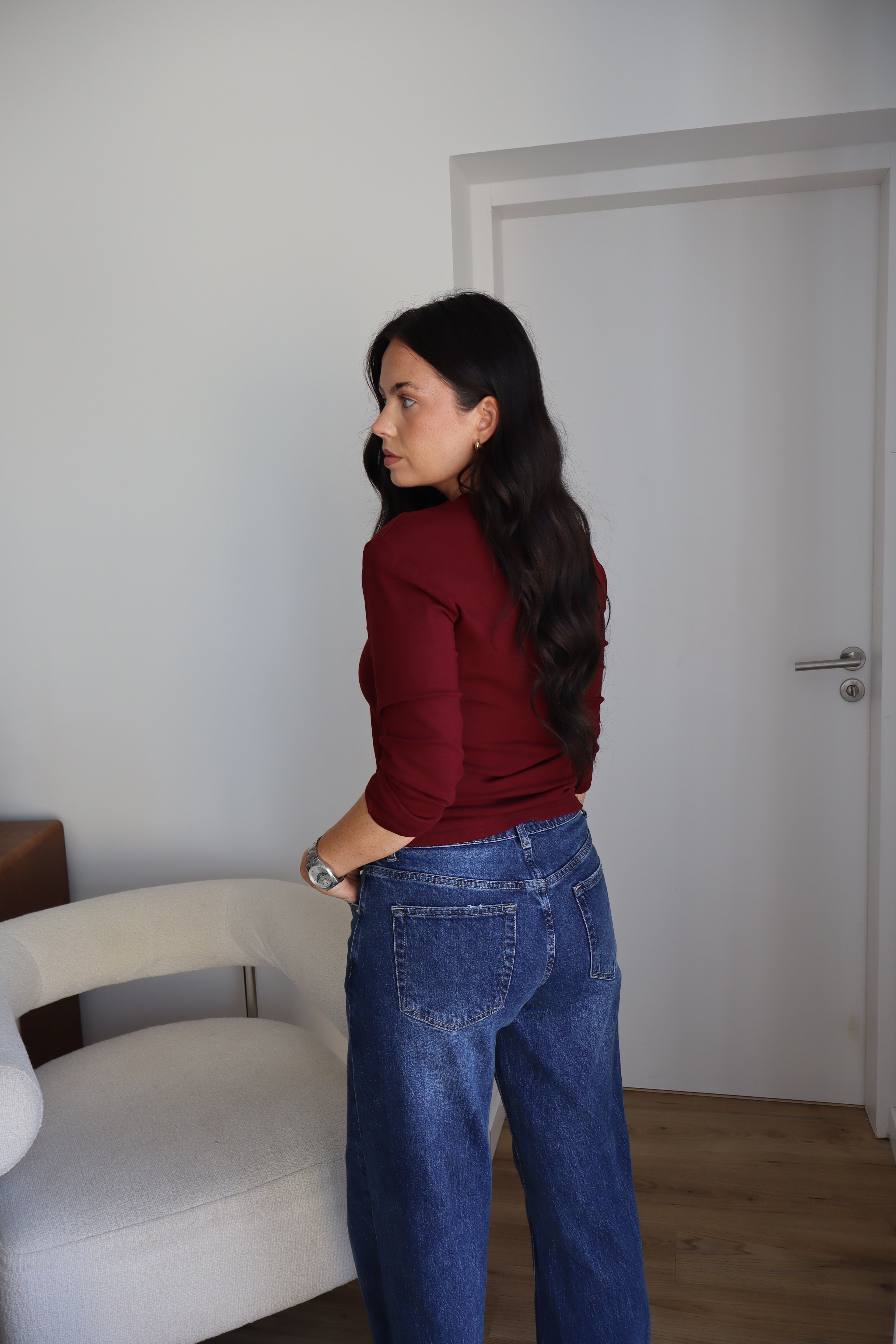 TOP MANCHES LONGUES ANNA AUBERGINE
